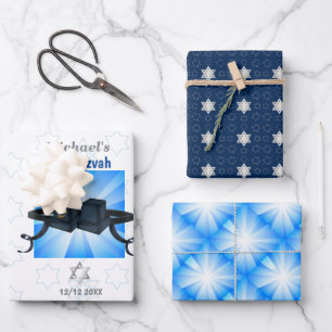 Happy Bar Mitzvah 20XX Tefillin Moderne personalis Geschenkpapier Set