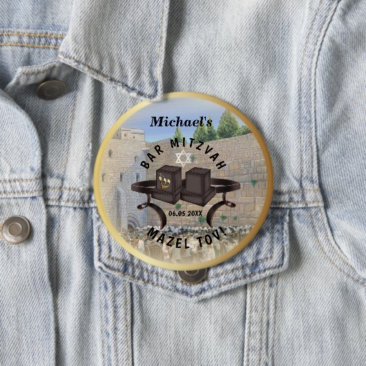 Happy Bar Mitzvah Jerusalem Kotel Western Wall Button (Beispiel)