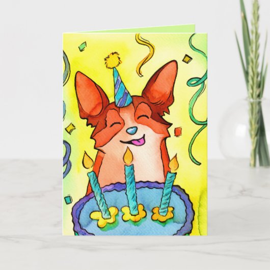 Happy Barkday! Corgi Birthday Card Dankeskarte (Vorderseite)