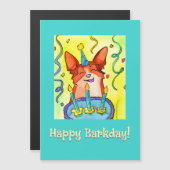 Happy Barkday! Corgi Birthday Card Magnetkarte (Vorne/Hinten)