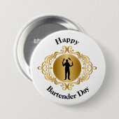 Happy Barkeeper Day Button für männlichen Barkeepe (Vorne & Hinten)