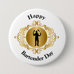 Happy Barkeeper Day Button für männlichen Barkeepe