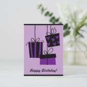 Happy Bartday - lila Postkarte (Stehend Vorderseite)