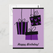 Happy Bartday - lila Postkarte (Vorne/Hinten)