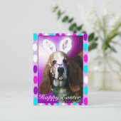 Happy Basset Hound Ostern Grußkarte Feiertagspostkarte (Stehend Vorderseite)