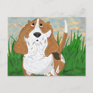 Happy Basset Hound Postcard Postkarte
