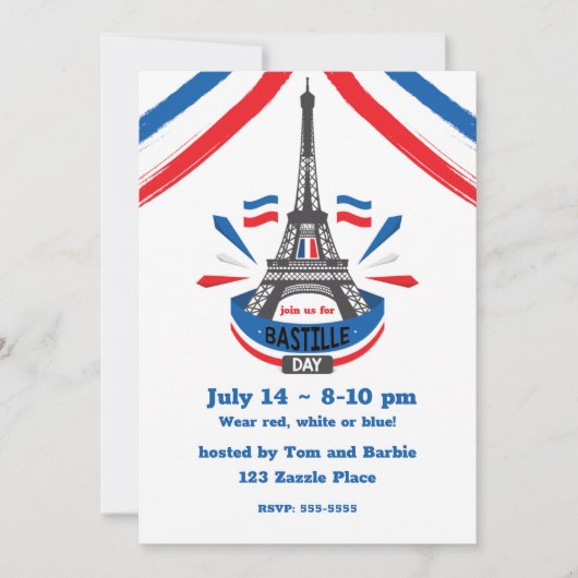 Happy Bastille Day Eiffel Tower Einladung (Vorderseite)