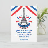 Happy Bastille Day Eiffel Tower Einladung (Stehend Vorderseite)