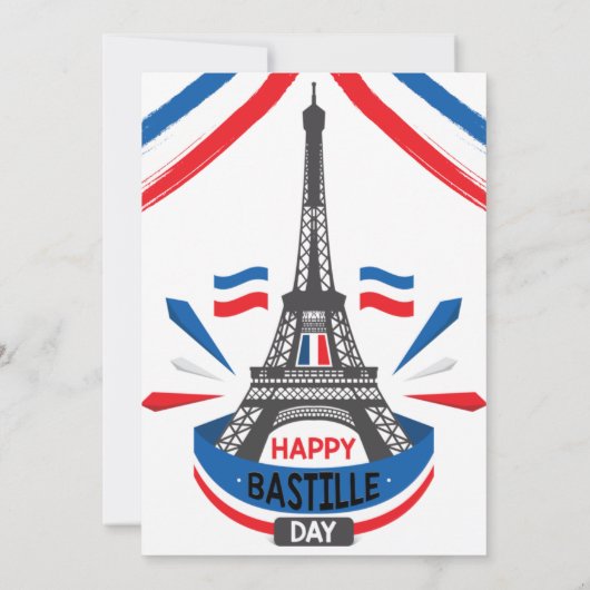 Happy Bastille Day Eiffel Tower Einladung (Rückseite)