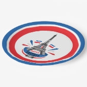 Happy Bastille Day Eiffel Tower Pappteller (Schrägansicht)