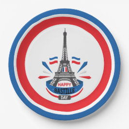 Happy Bastille Day Eiffel Tower Pappteller
