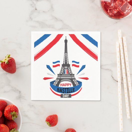 Happy Bastille Day Eiffel Tower Serviette (Beispiel)