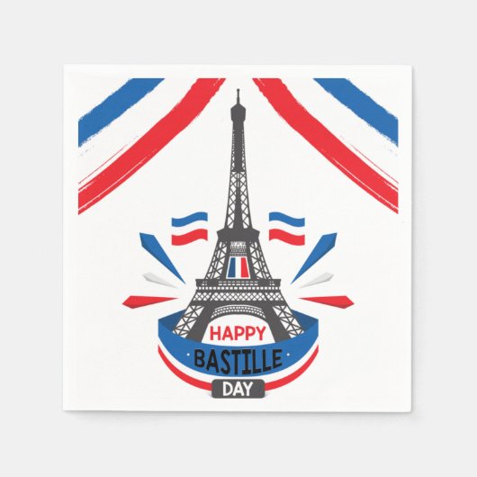 Happy Bastille Day Eiffel Tower Serviette (Vorderseite)