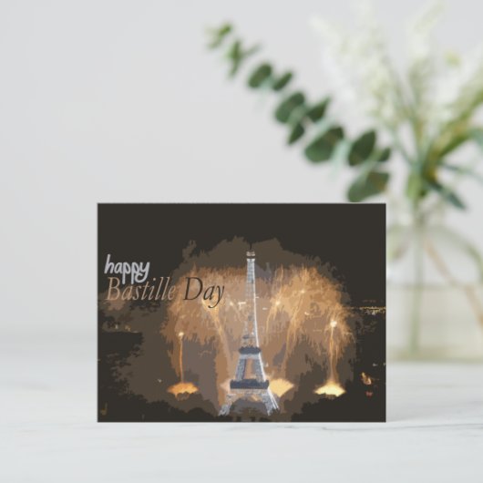 Happy Bastille Day France v2 Postkarte (Stehend Vorderseite)