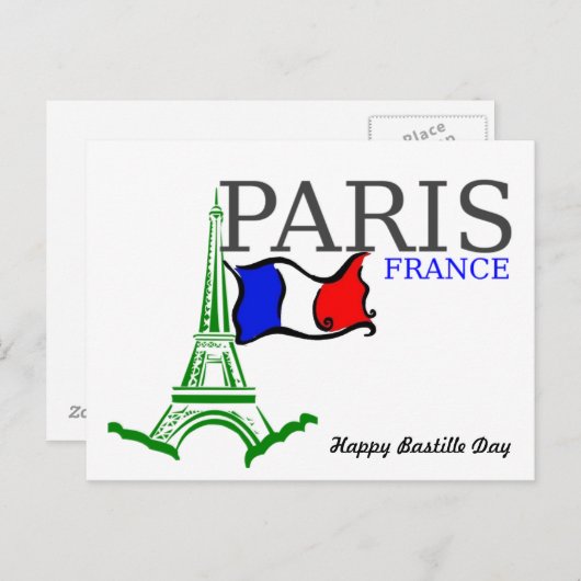 Happy Bastille Day Postkarte (Vorne/Hinten)