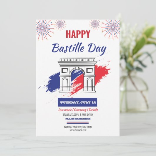 Happy Bastille Day Template Einladung (Stehend Vorderseite)
