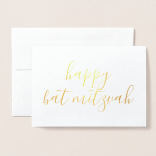 Happy bat mitzvah einfache Kalligraphie Gold Folienkarte