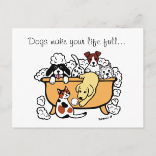 Happy Bath Time Yellow Labrador Cartoon Postkarte