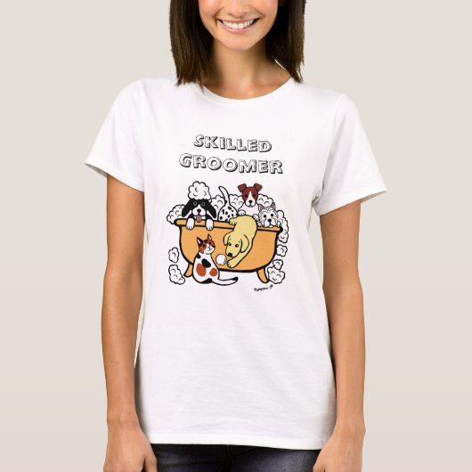 Happy Bath Time Yellow Labrador Qualified Groomer T-Shirt (Vorderseite)