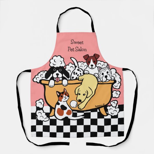 Happy Bath Time Yellow Labrador und Hunde Freunde Schürze (Vorderseite)