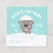 Happy Bathtub Dog | Pet Grooming | NIEDLICHER CART Quadratische Visitenkarte (Vorderseite)