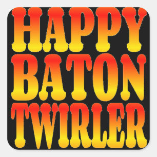 Happy Baton Twirler in hellen Farben Quadratischer Aufkleber