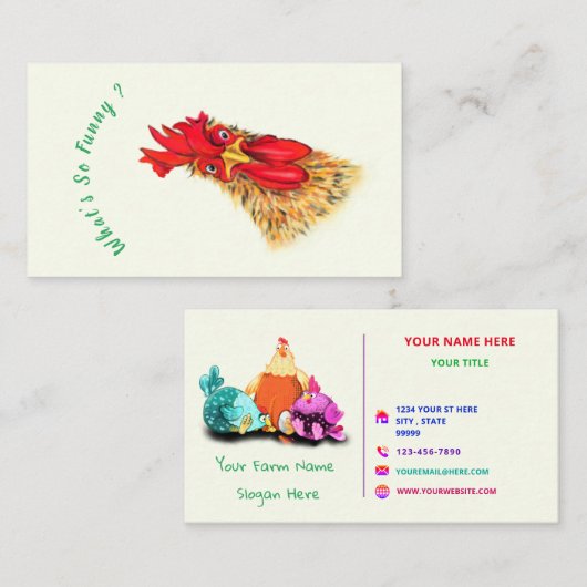 Happy Bauer Business Card - Happy Chickens Farm Visitenkarte (Vorne/Hinten)