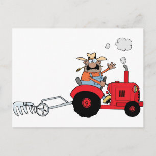 Happy Bauer mit einem Traktor Postkarte