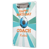 Happy Bday Soccer Coach Orange/Aquamarin/Blue Ster Klemmbrett (Links)