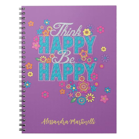 Happy Be Happy Girls' positive Worte Lila Notizblock (Vorderseite)