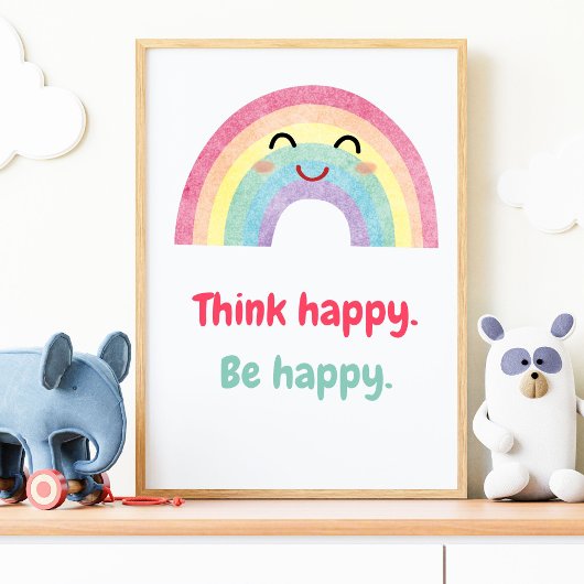 Happy Be Happy, positive Mindset Kids Print Poster
