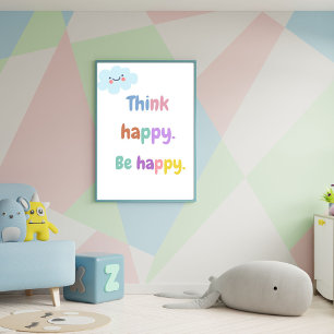 Happy Be Happy - Positive Mindset Kids Print Poster