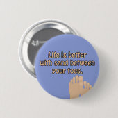 Happy Beach Sand Toes Ocean Blue Button (Vorne & Hinten)