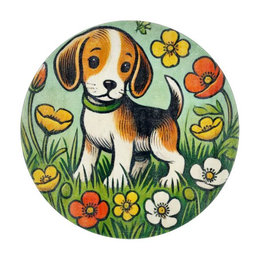 Happy Beagle Dog Schneidebrett (Vorderseite)