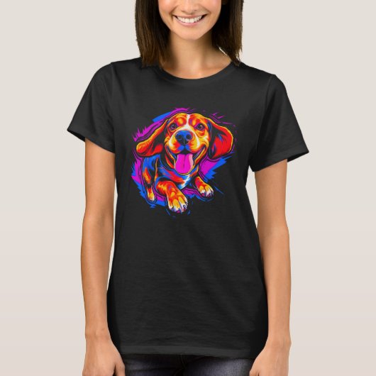 Happy Beagle Dog T-Shirt (Vorderseite)