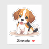 Happy Beagle Puppy - Chibi Art Sticker (Blatt)