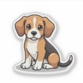 Happy Beagle Puppy - Chibi Art Sticker (Vorderseite)