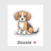 Happy Beagle Puppy - Chibi Art Sticker (Blatt)