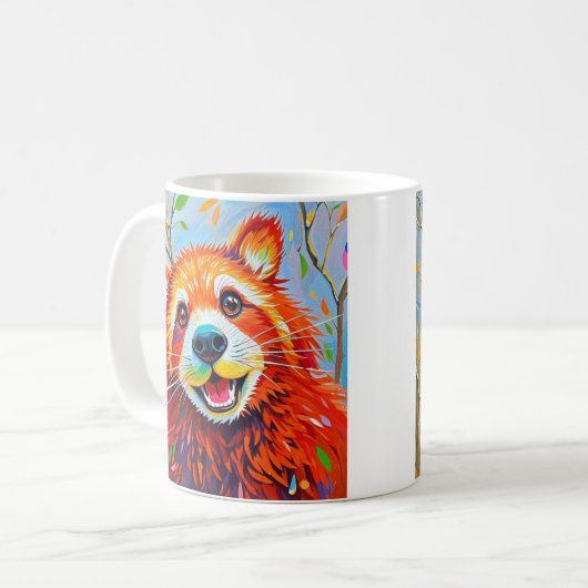 Happy Bear Expressive abstrakte Tierkunst Kaffeetasse (Vorderseite Links)