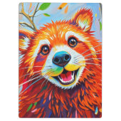 Happy Bear Expressive abstrakte Tierkunst Klemmbrett (Rückseite)