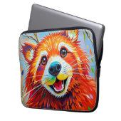 Happy Bear Expressive abstrakte Tierkunst Laptopschutzhülle (Vorderseite Links)