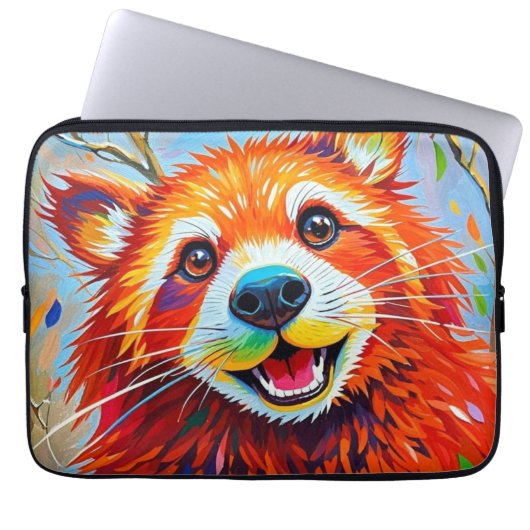 Happy Bear Expressive abstrakte Tierkunst Laptopschutzhülle (Vorderseite)