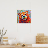 Happy Bear Expressive abstrakte Tierkunst Poster (Küche)