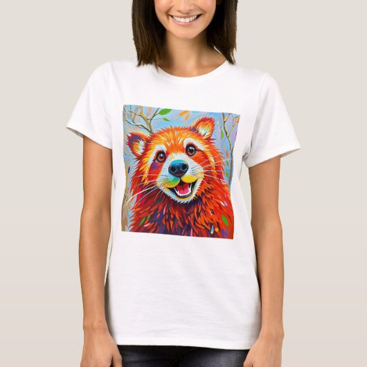 Happy Bear Expressive abstrakte Tierkunst T-Shirt (Vorderseite)