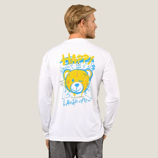 Happy Bear im Graffiti-Stil Tri-Blend Shirt (Voller Rücken)