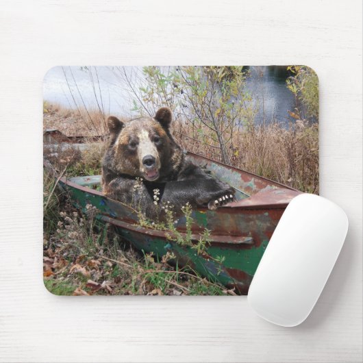 Happy Bear in einem rauschigen Rowboat Mousepad (Mit Mouse)