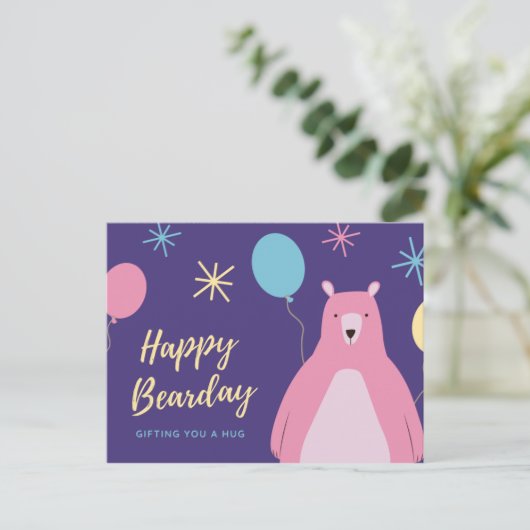 Happy Bearday - Funny Postkarte (Stehend Vorderseite)