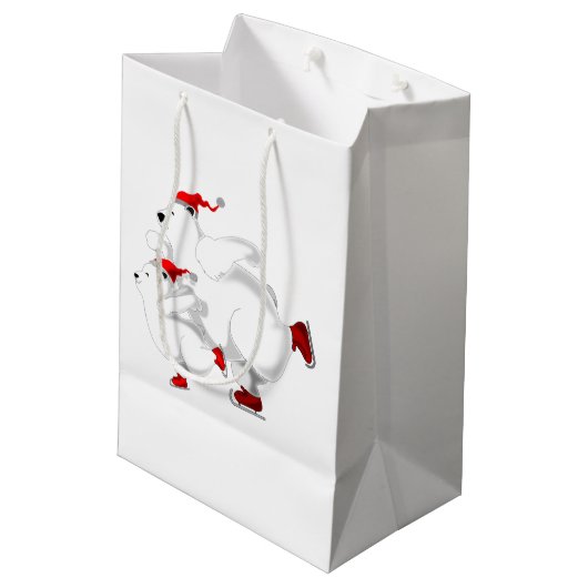 Happy Bears Geschenktasche - Weihnachten Mittlere Geschenktüte (Rückseite Schrägansicht)