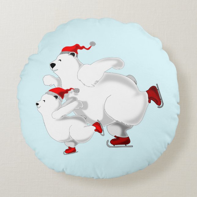 Happy Bears Round Pillow - Christmas Rundes Kissen (Vorderseite)