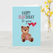 Happy Bearthday Niedlich Teddy Bear Pun Funny Gebu Karte (Gelbe Blume)